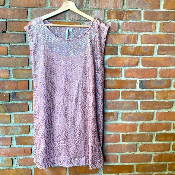 LC Lauren Conrad Blush Sequined Cocktail Shift Dress - Picture 2 of 7